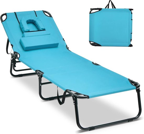 Zonneligstoel Met Dak, Inklapbare Ligstoel, Houten Ligstoel Terrasstoel Strandstoel Met Reserveonderdelen Voor Tuin Strand Zwembad Zb33019