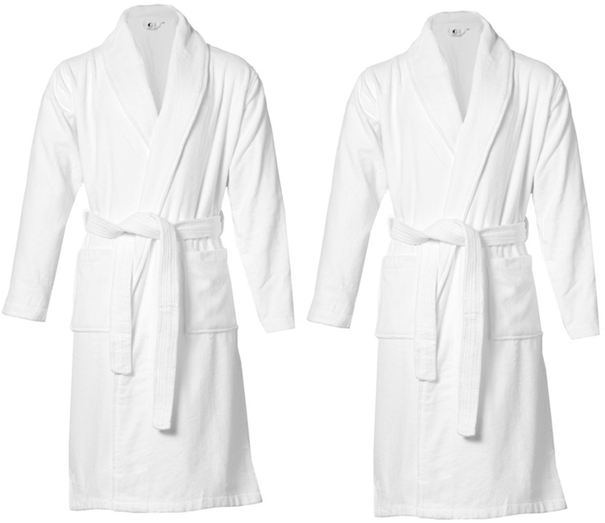 G Exclusive - 2 unisex badjassen - sauna badjas - hotel kwaliteit - 100% katoen - velours buitenkant - badstof binnenkant - voordeelverpakking -maat XXL