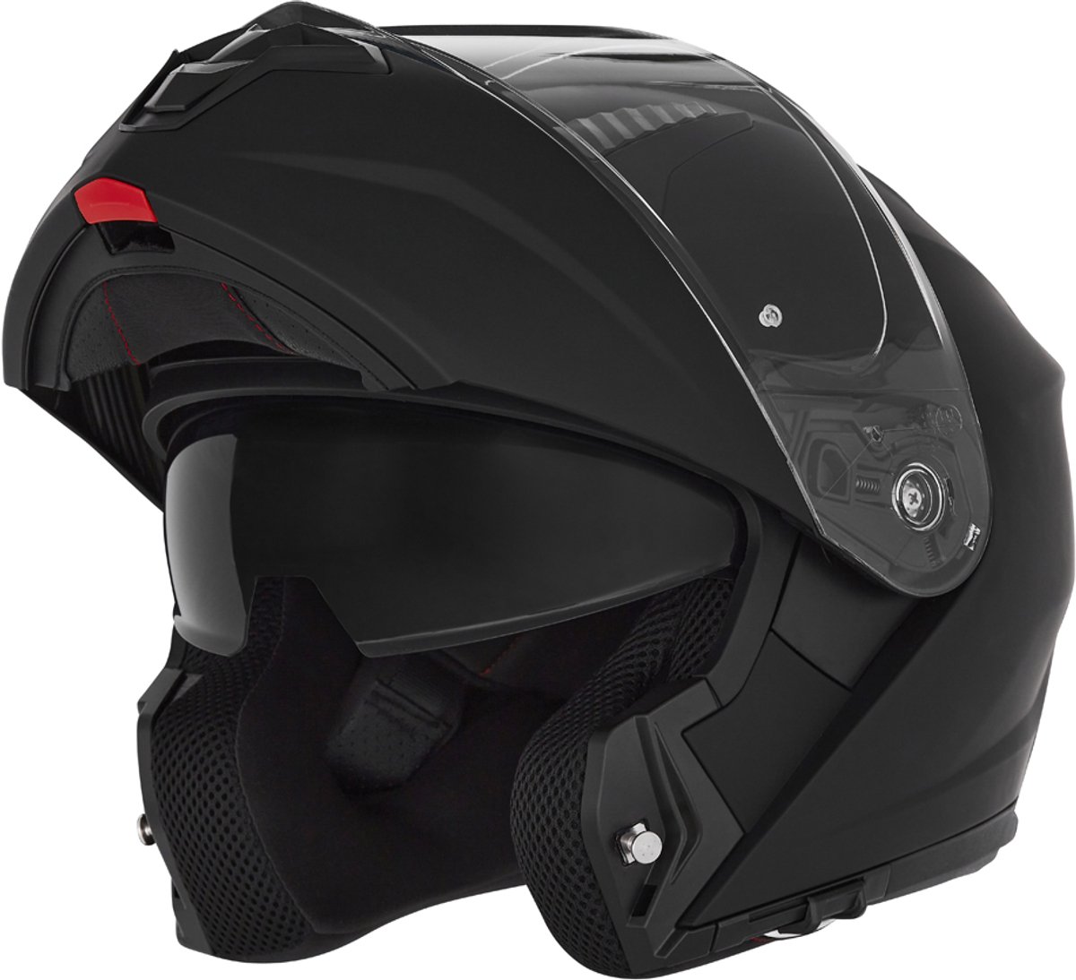 Nox Systeemhelm met Zonnevizier | Scooterhelm & Motorhelm & Brommerhelm | ECE 22.06 goedgekeurd | Lichtgewicht 1650 gram | Inclusief Opbergzak | Mat Zwart - XS
