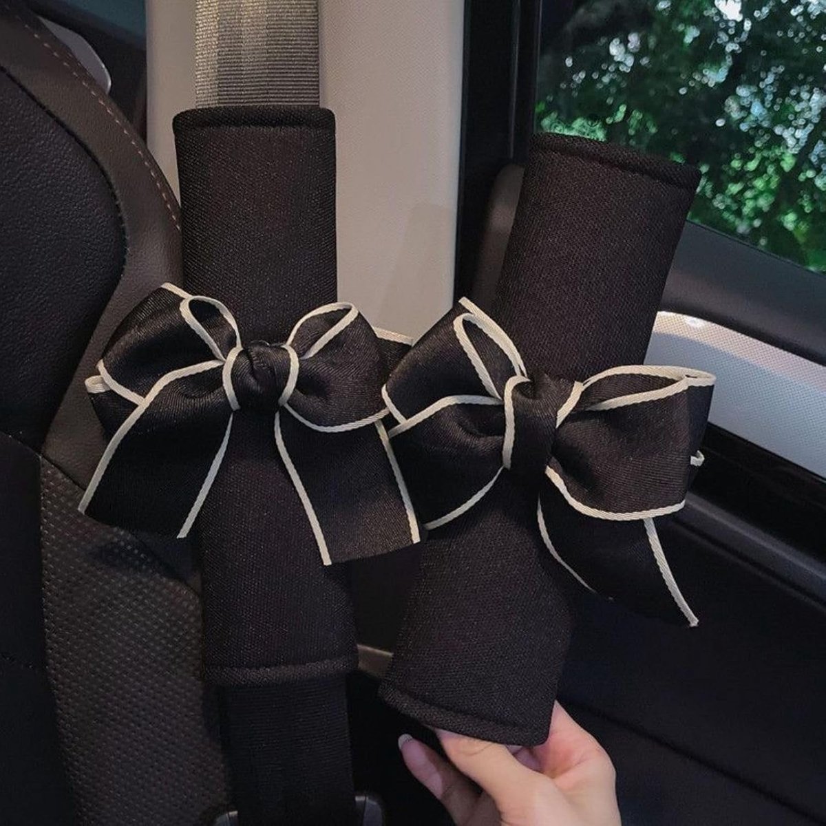Image of 2 STUKS Autogordelhoezen met schattige strik voor vrouwen, meisjes en kinderen, gordelhoes voor schouderbeschermer, autogordelhoes, gordelkussens-25*6cm