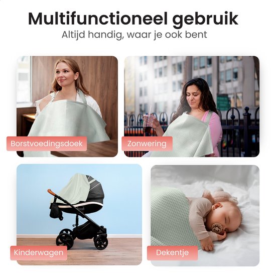 Amisly Borstvoedingsdoek - Luxe Voedingsdoek - Afschermdoek - OEKO - TEX - Wafel Materiaal - Groen - Kraamcadeau baby van Amisly — afbeelding 2
