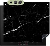 KitchenYeah® Inductie beschermer 60x52 cm - Zwart - Wit - Marmer print - Kookplaataccessoires - Afdekplaat voor kookplaat & Spatscherm achterwand - Inductiebeschermer - Inductiemat - Inductieplaat mat - Keuken decoratie