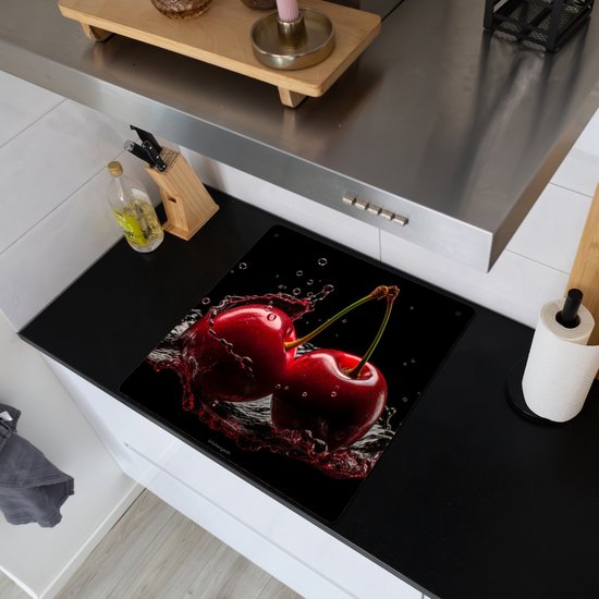 KitchenYeah® Protection plaque induction 60x55 cm - Cerises - Fruits - Eau - Protege plaque de cuisson - Couvre plaque induction - Protecteur d'induction - Cuisine