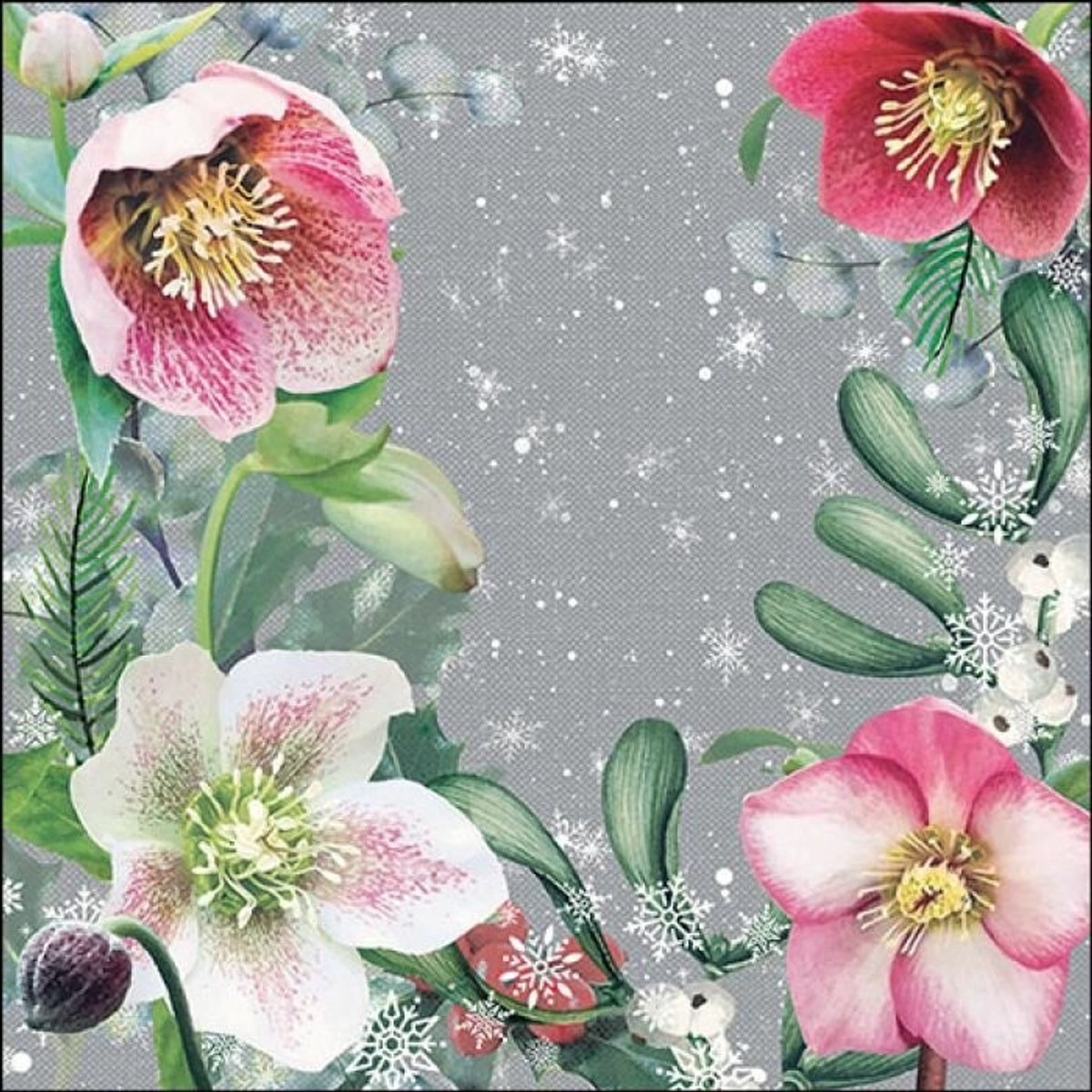 Ambiente - Lunch servetten - Helleborus Orientalis Grey