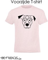 Be Friends T-Shirt - Hond - Kinderen - Roos - Maat 7-8 jaar