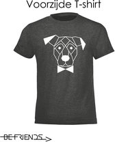 Be Friends T-Shirt - Hond & Strik - Kinderen - Donker grijs - Maat 7-8 jaar
