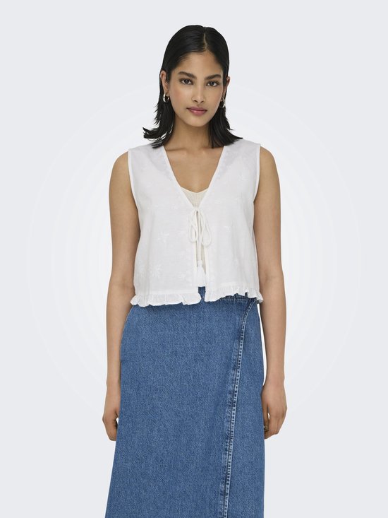 Gilet Only Onljakiri en lin S/L Emb Vest Ptm 15346503 White brillant Femme Taille - L