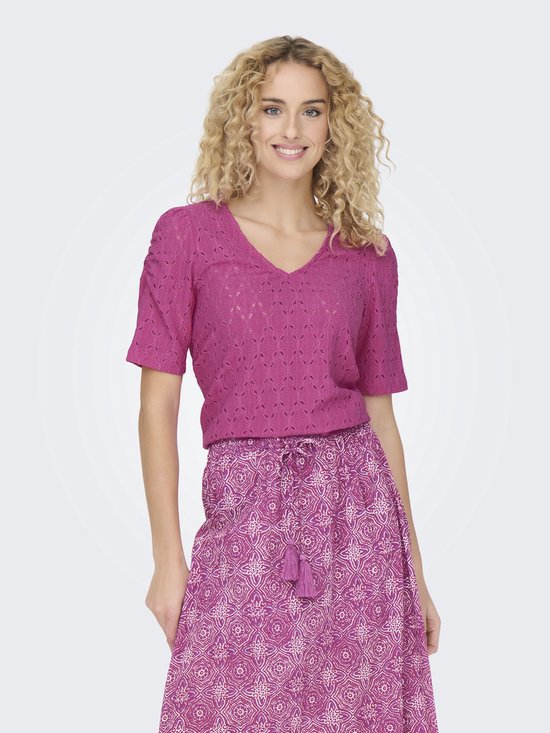 ONLY ONLROSA S/ S V-NECK PUFF TOP JRS Top Femme - Taille S