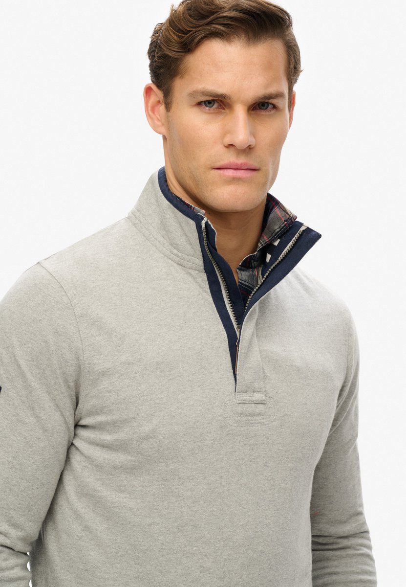Superdry Cotton Classics Jersey Sweatshirt Met Halve Rits Heren Truien Grijs