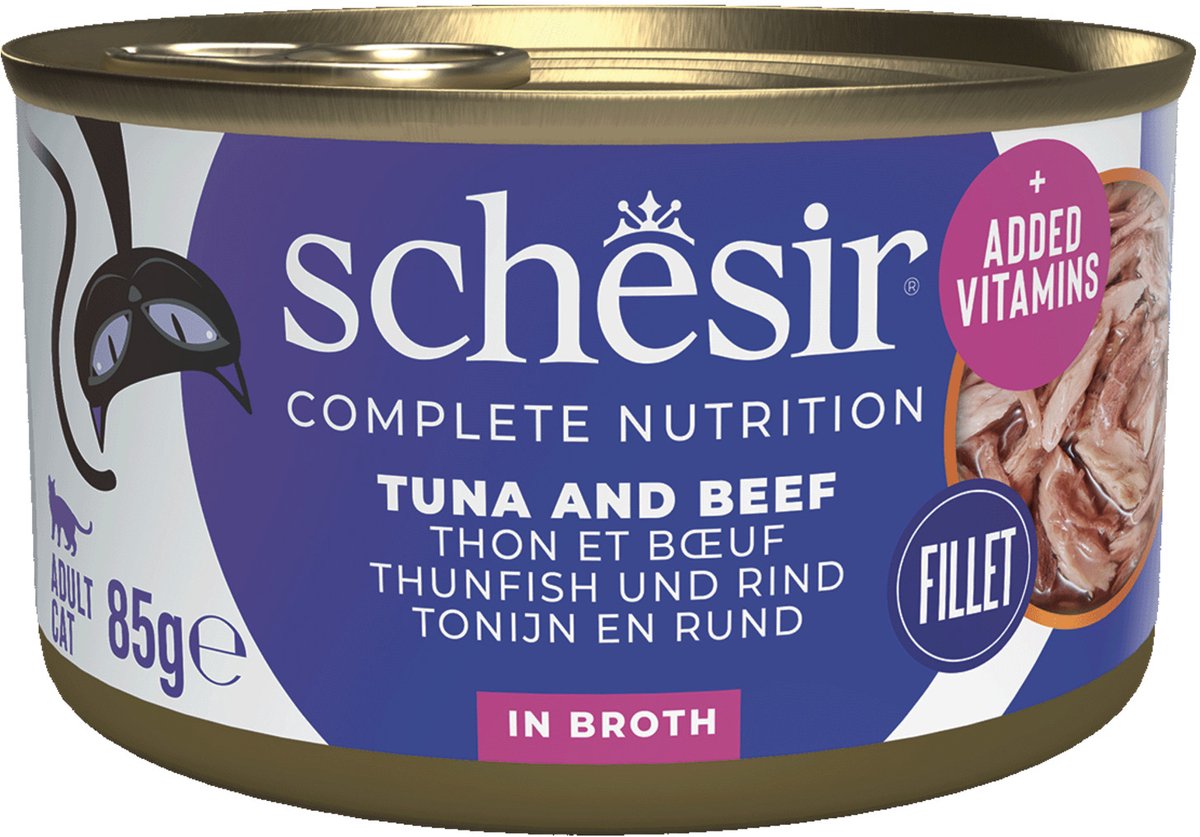 6x85g Natural met Rijst Tonijn & Rund met Rijst Schesir Kattenvoer