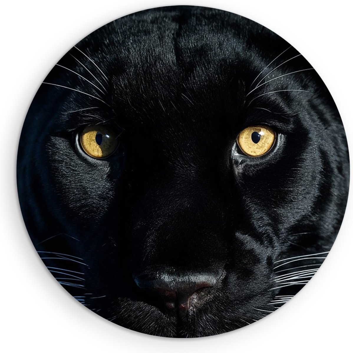 Saammp Forex Muurcirkel - Zwarte Panter Portret - Natuur - Dieren - Ø 30 - Wandcirkel - Wanddecoratie Cirkel - Muurdecoratie Woonkamer - Slaapkamer decoratie - Rond Schilderij