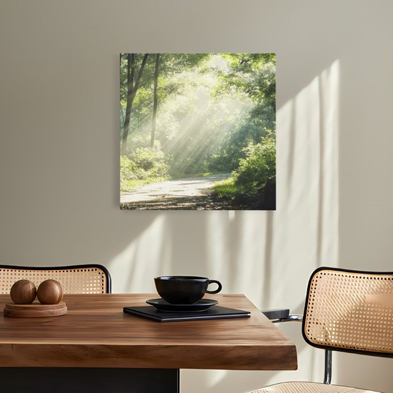 Tableau sur toile Saammp - Forêt - Arbres - Chemin - Nature - Paysage - 100x100 - Photo sur toile - Décoration murale - Décoration murale murale Salon - Décoration chambre - Impression sur toile
