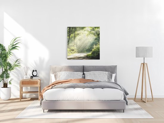 Tableau sur toile Saammp - Forêt - Arbres - Chemin - Nature - Paysage - 100x100 - Photo sur toile - Décoration murale - Décoration murale murale Salon - Décoration chambre - Impression sur toile