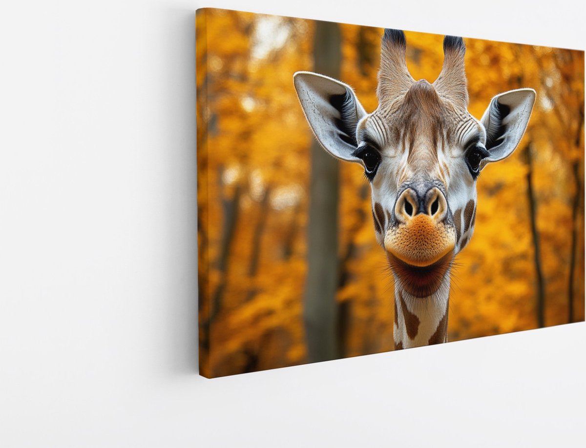 Saammp Canvas Schilderij - Portret - Giraffe - Natuur - Dieren - 30x20 - Foto op canvas - Wanddecoratie - Muurdecoratie Woonkamer - Slaapkamer decoratie - Canvas Print Multicolor