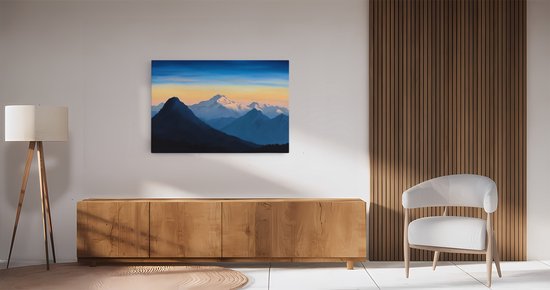 Tableau sur toile Saammp - Sommets de montagne - Nature - Paysage - 120x80 - Photo sur toile - Décoration murale - Décoration murale Salon - Décoration chambre - Impression sur toile