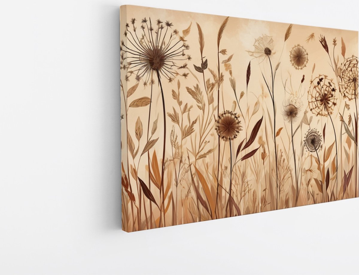 Saammp Canvas Schilderij - Vintage Bloemen - Natuur -Abstract - 120x80 - Foto op canvas - Wanddecoratie - Muurdecoratie Woonkamer - Kantoor Decoratie Multicolor