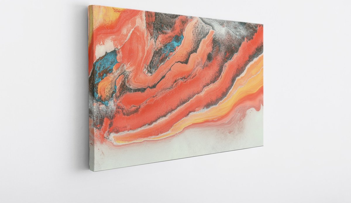 Saammp Canvas Schilderij - Rood oranje - Abstract kunstwerk - 60x40 - Foto op canvas - Wanddecoratie - Muurdecoratie Woonkamer - Slaapkamer decoratie - Canvas Print Multicolor