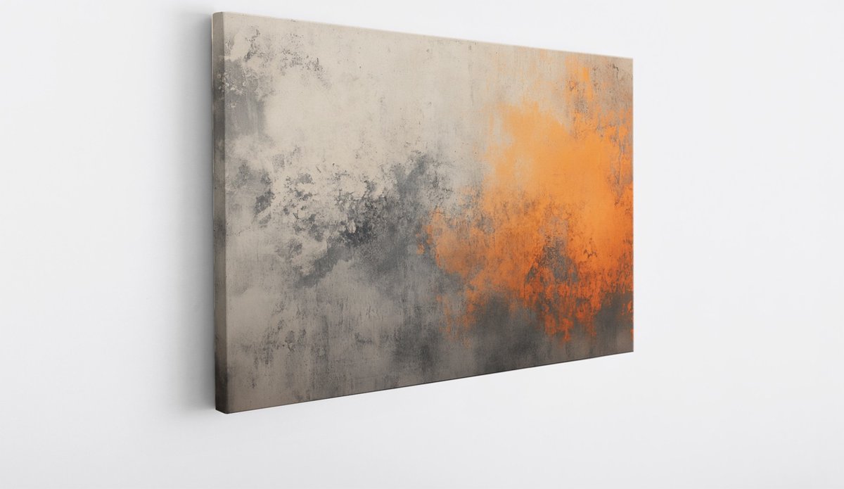 Saammp Canvas Schilderij - Oranje erosie - Abstract - 90x60 - Foto op canvas - Wanddecoratie - Muurdecoratie Woonkamer - Slaapkamer decoratie - Canvas Print Multicolor