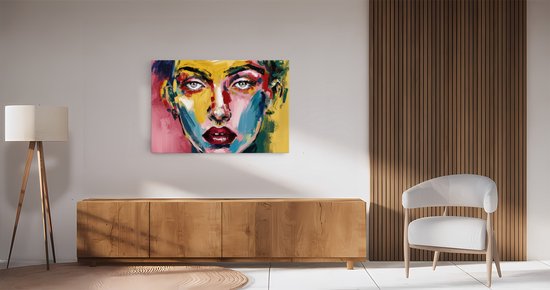 Tableau sur toile Saammp - Femme au visage coloré - abstrait - 70x50 - Photo sur toile - Décoration murale - Décoration murale Salon - Décoration chambre - Impression sur toile