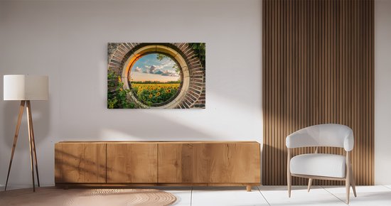 Tableau sur toile Saammp - Champ de tournesols - Nature - Vue - 150x100 - Photo sur toile - Décoration murale - Décoration murale Salon - Décoration chambre - Impression sur toile