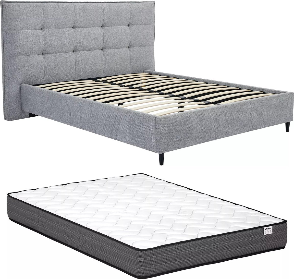 Vente-unique Bedframe stof grijs 160 x 200 cm NIRPIO