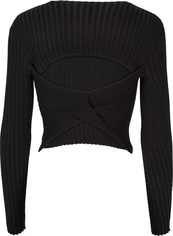 Urban Classics Haut à manches longues - S- Femme Tricot côtelé court Dos torsadé Zwart