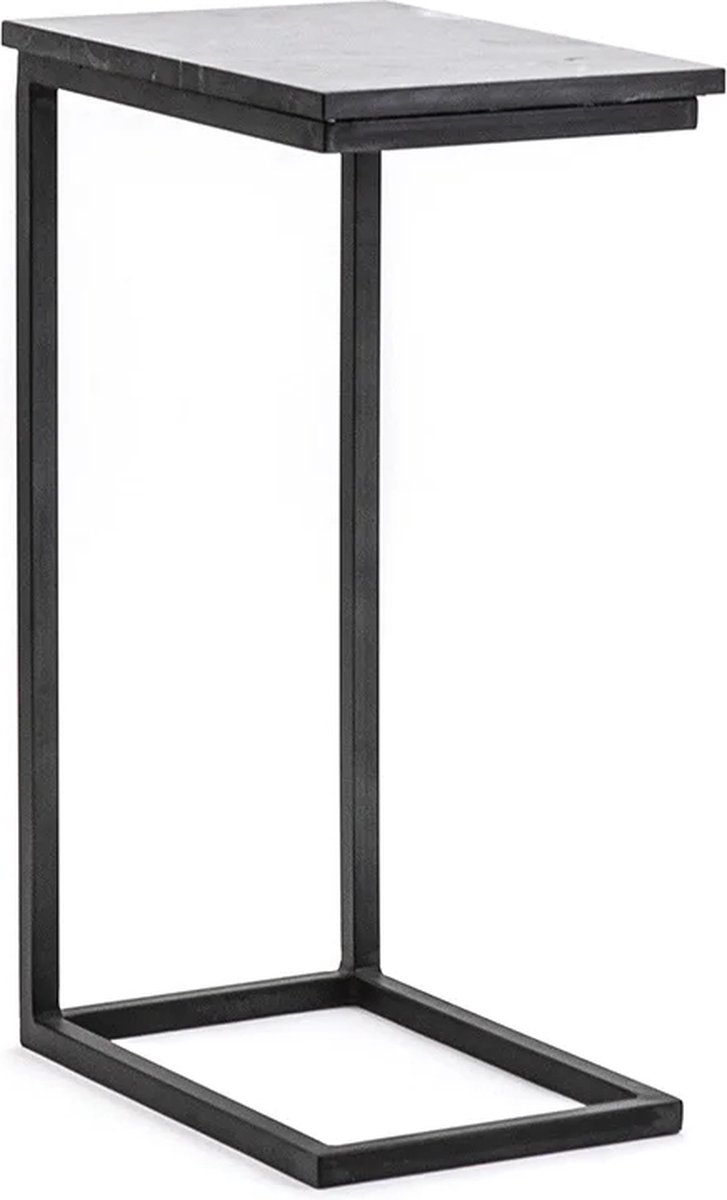 Bijzettafel van Marmer - Grijs - Zwart - Bijzettafels - Bijzettafeltjes Woonkamer - 40 x 27 x 65 cm
