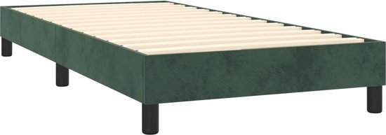 vidaXL Boxspring Fluweel Donkergroen 90x200 cm Boxspringbed - Fluweel Bed - Donkere Groene Bed - Tweepersoons Bed - Pocketed Veren Matras