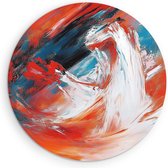 Saammp Forex Muurcirkel - Rood wit Abstract - Ø 80 - Wandcirkel - Wanddecoratie Cirkel - Muurdecoratie Woonkamer - Slaapkamer decoratie - Rond Schilderij