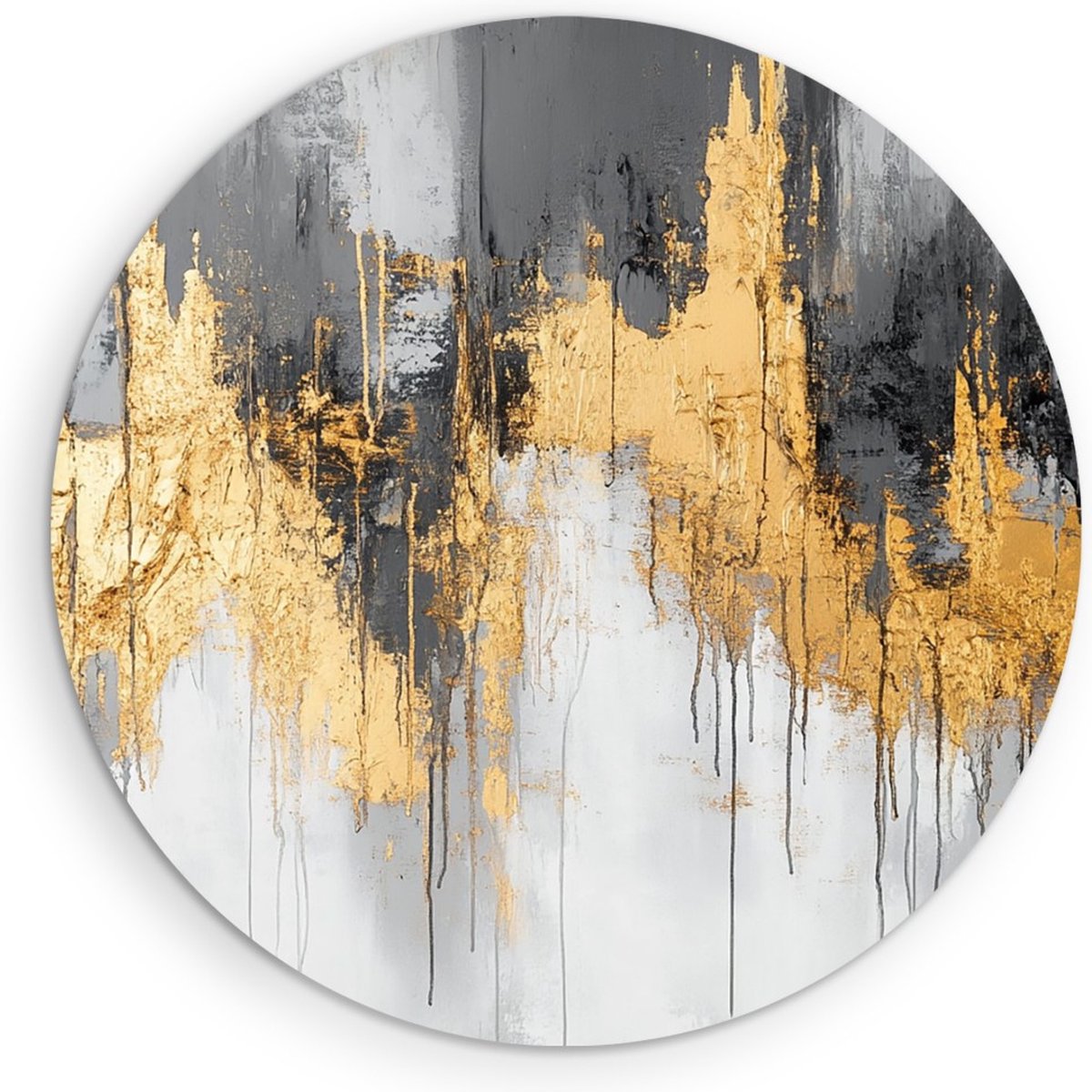 Saammp Muurcirkel Hout - grijs - Modern - Abstract kunstwerk - Ø 80 - Wandcirkel - Wanddecoratie Cirkel - Muurdecoratie Woonkamer - Slaapkamer decoratie - Rond Schilderij