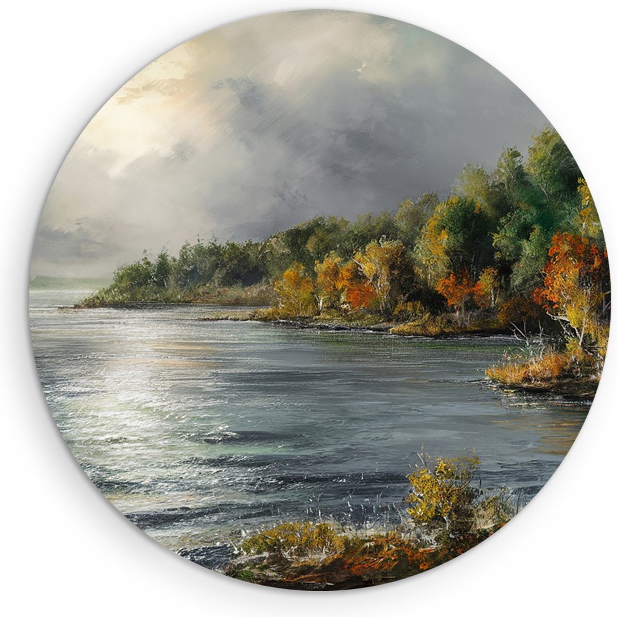 Saammp Forex Muurcirkel - Bos - Kunst - Abstract - Landschap - Natuur - Ø 70 - Wandcirkel - Wanddecoratie Cirkel - Muurdecoratie Woonkamer - Slaapkamer decoratie - Rond Schilderij