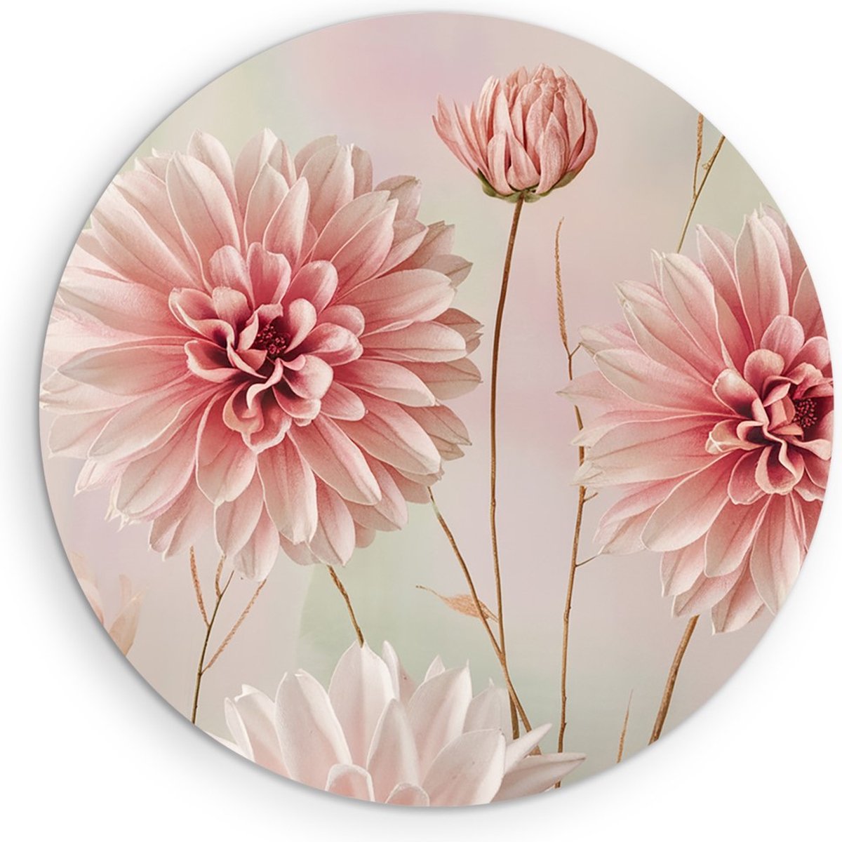 Saammp Forex Muurcirkel - Roze Bloemen - Abstract - Natuur - Ø 60 - Wandcirkel - Wanddecoratie Cirkel - Muurdecoratie Woonkamer - Kantoor Decoratie