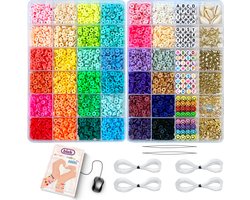 Kralenset incl. E-Book - Luxe Polymeer Kralen Set - 36 kleuren - Katsuki Kralen - Incl. Rijgnaalden en Draad - Smiley Kralen - Bedels - Letterkralen - DIY Sieraden Maken - Armbandjes Maken - Kralendoos - Platte Kralen
