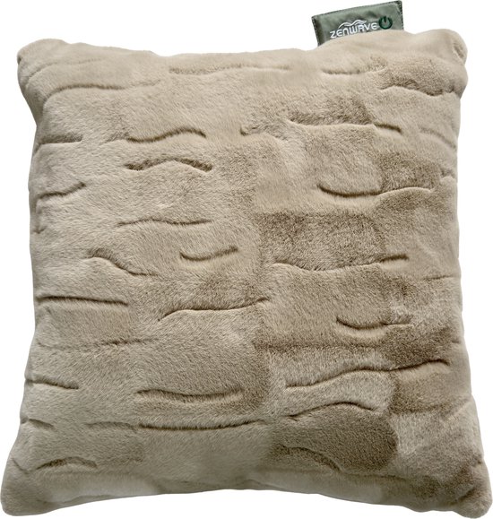 Zenwave Warmtekussen Elektrisch - Draadloos Fluweelzacht Infrarood Warmtekussen Oplaadbaar - 45x45cm - Kamperen & Outdoor - Sandstone Beige