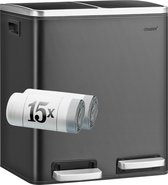 Bol.com O'DADDY® Prullenbak Afvalscheiding - 30 Liter - Softclose Dubbele Vakken - Vuilnisbak - Afvalbak - Pedaalemmer - Prullen... aanbieding
