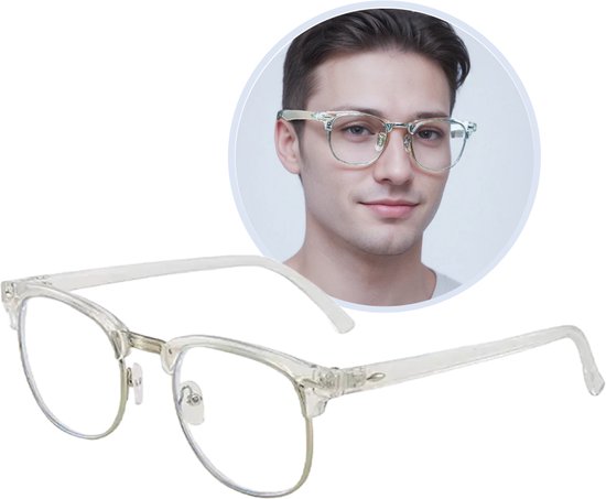 Lunettes d' Ordinateur Clubmaster transparentes/argentées (+2,50