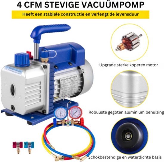 Blauwe Professionele Vacuumpomp - Draagbaar en Compact - Inclusief Hoogwaardige Accessoires — afbeelding 4