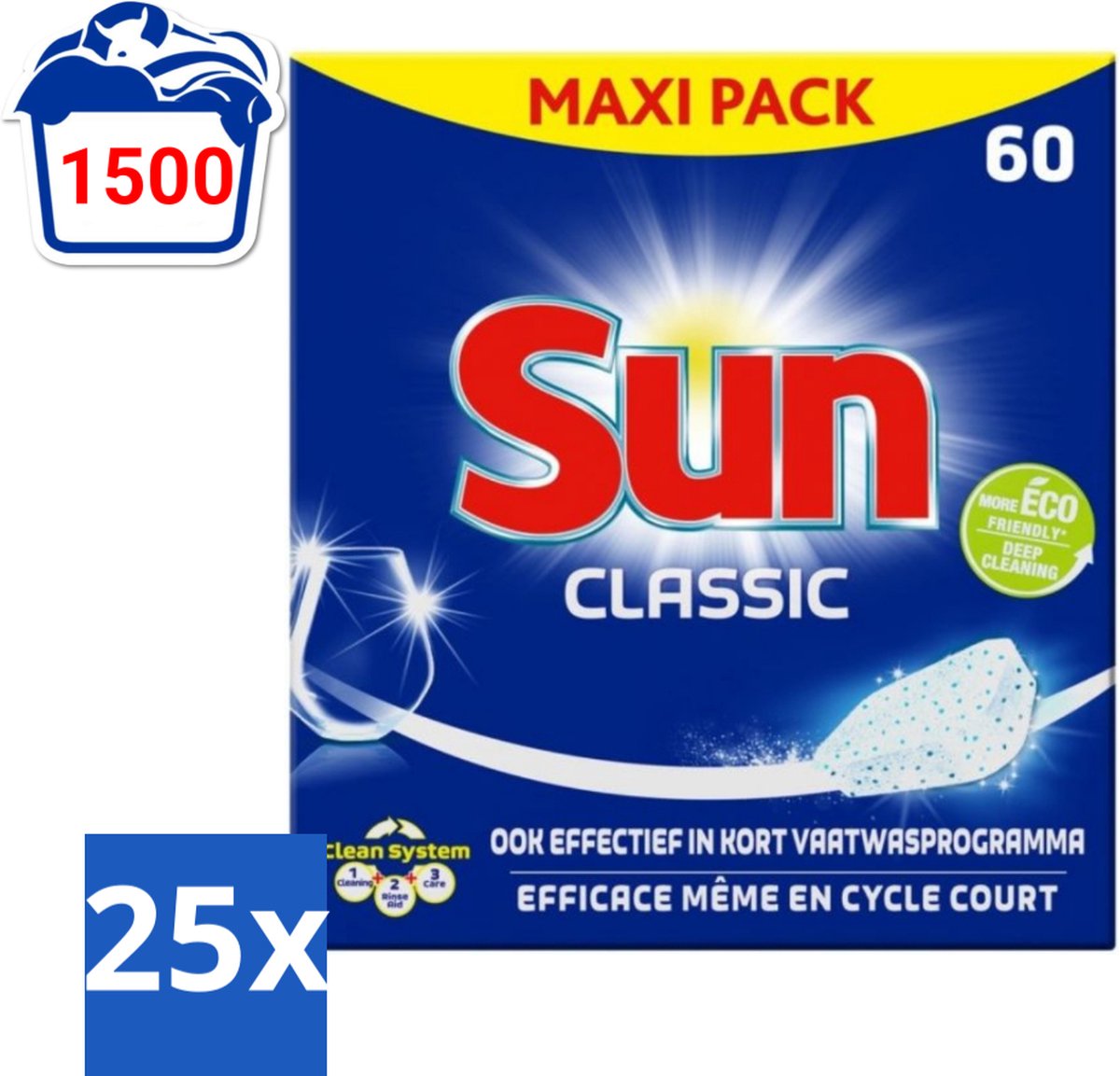 25 x Sun Classic - Vaatwastabletten - Eco - Voordeelverpakking - 60 Tabletten - Voordeelverpakking - 25 stuks