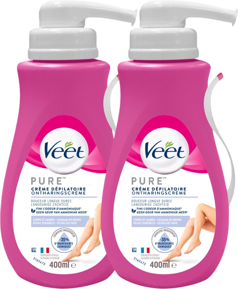 Goedkoopste Veet - Ontharingscreme - Gevoelige Huid - Silk & Fresh - 400ml x2 - Voordeelverpakking