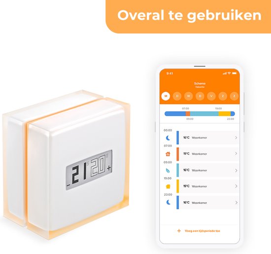 Netatmo Slimme Thermostaat - Smart Thermostaat voor CV - Werkt met Google Home, Alexa & Apple Homekit - Draadloos - Wit