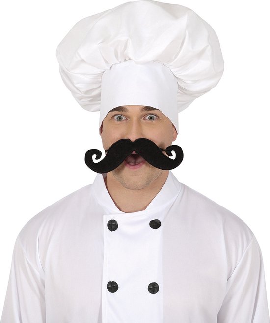 Fiestas Guirca Koksmuts voor volwassenen - verkleed accessoires - wit - beroepen - chefkok