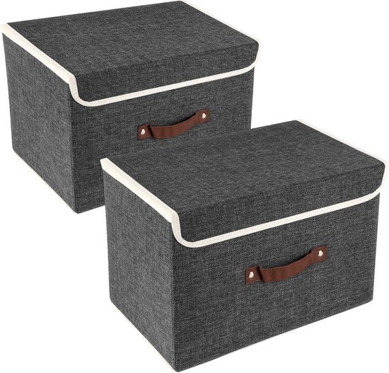 2 stuks grote opvouwbare stoffen opbergdozen met ritssluiting