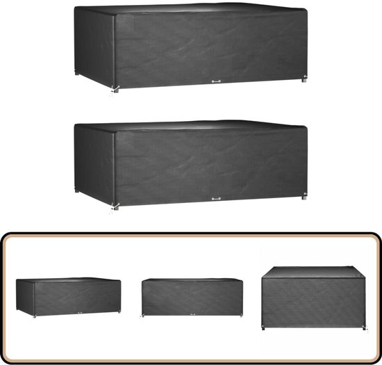 vidaXL Housses de meubles de jardin - Zwart - 270 x 180 x 90 cm - PE - Aluminium - Résistant à Water et aux UV - Set de 2 - Housse pour meubles de jardin