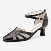 Werner Kern Linda - Chaussures de danse fermées pour femmes - Bout pointu - Talon évasé 5,5 cm - Semelle en daim - Bride croisée - Danse de salon, Latin, salsa, kizomba, Tango - Werner Kern - Zwart - 37 1/3