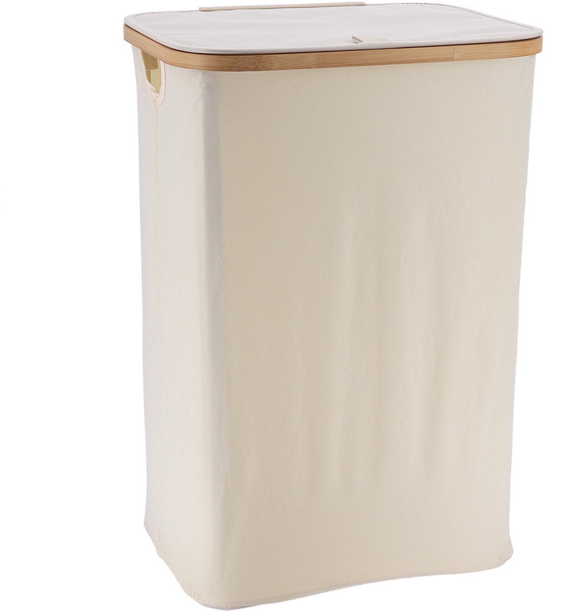 Tendance Wasmand met deksel - bamboe hout - 70L - naturel wit - 60 x 40 x 30 cm - was sorteren