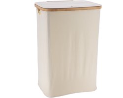 Tendance Wasmand met deksel - bamboe hout - 70L - naturel wit - 60 x 40 x 30 cm - was sorteren