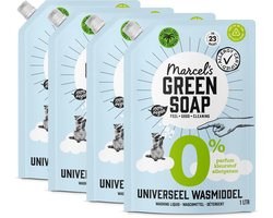 Marcel's Green Soap Wasmiddel Navulling - 0% - 4 x 1L - 92 wasbeurten