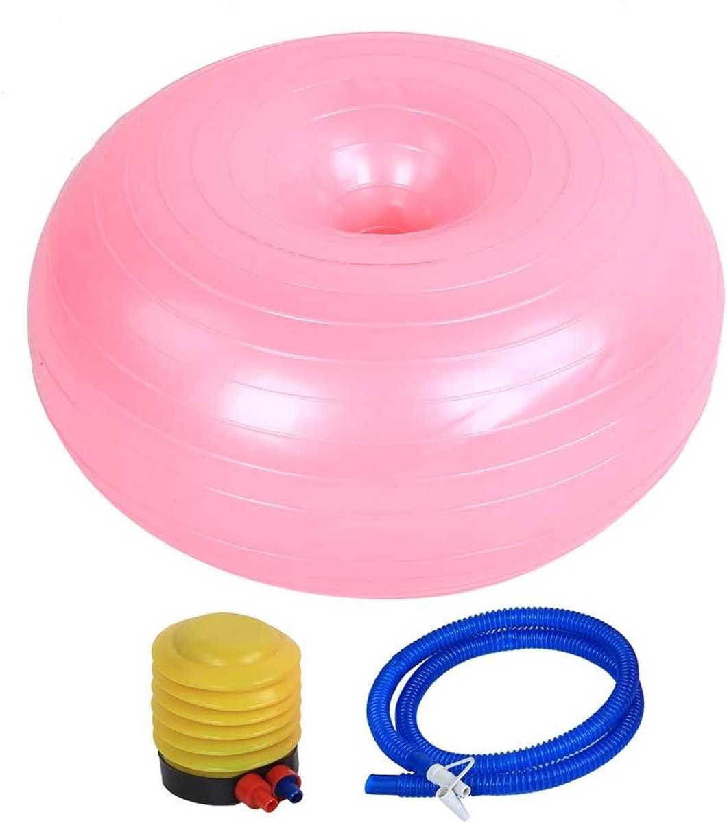 Stabiliteitsbal voor yoga, fitness, pilates en kerntraining met opblaasbare donutvorm