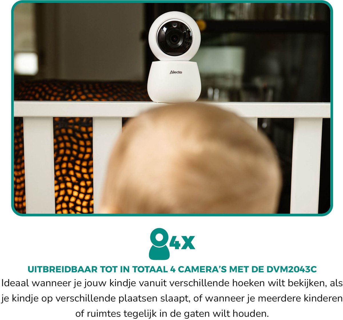 Afbeelding 3 van Alecto Babyfoon met Camera - Core Collection - Beste Koop en Beste uit de Test - 4.3 inch Scherm - Op afstand bestuurbaar - Uitbreidbaar tot 4 camera's - Nachtlampje - DVM2043 - Wit