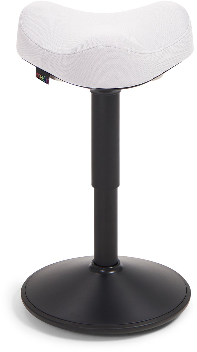 Wobblez® Soothe Wiebelkruk met Zadel - in hoogte verstelbare zadelkruk van 45-65 cm - Grijze zitting Zwart frame